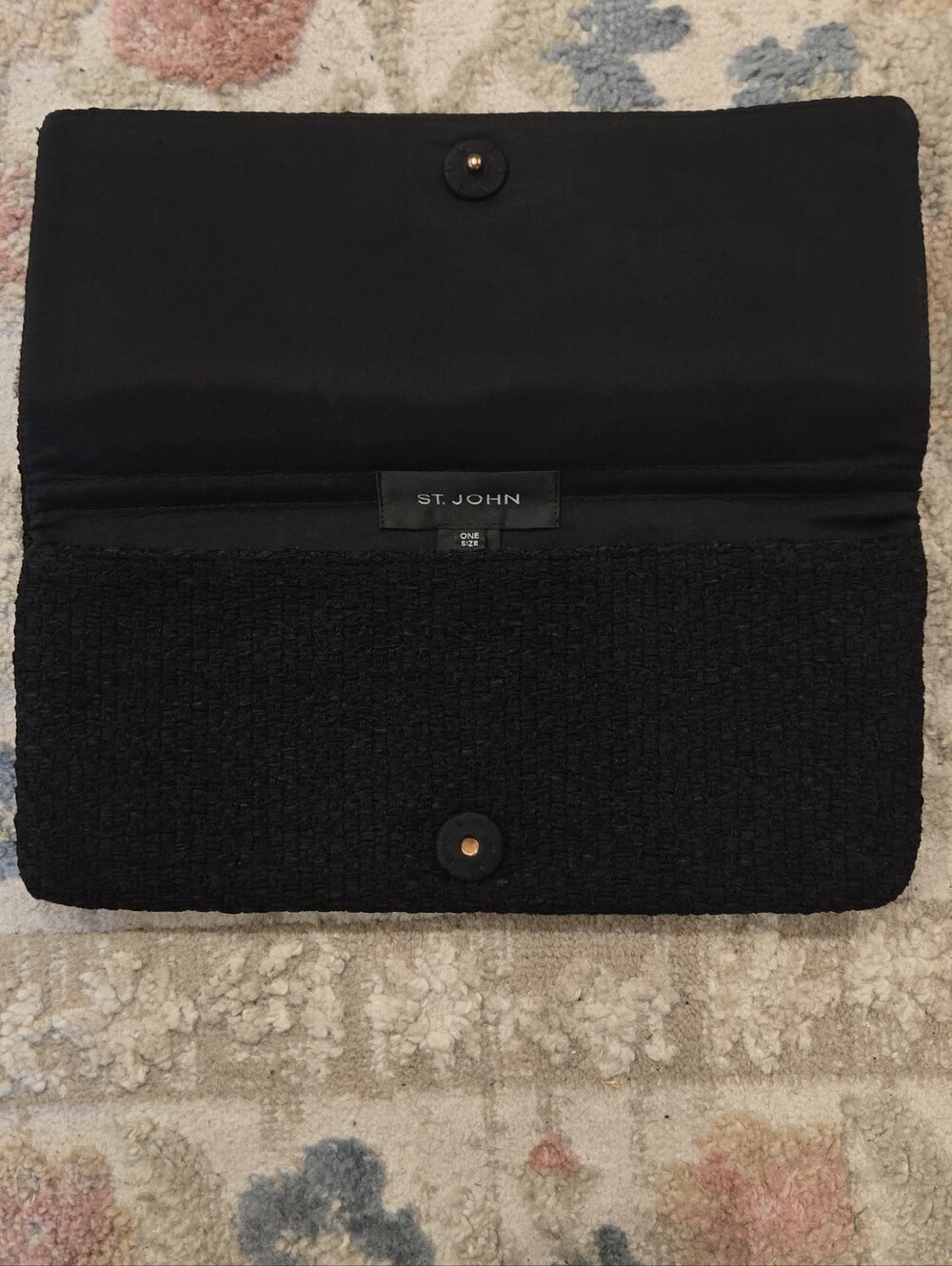St. John Black Clutch - Textured Fabric